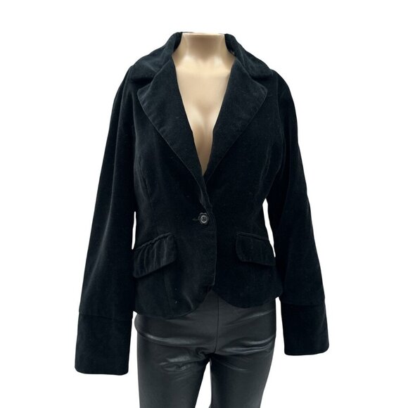 John Paul Richard Jackets & Blazers - Vintage Black Velvet Blazer Jacket One Button Single-Breasted Minimalist Women 8